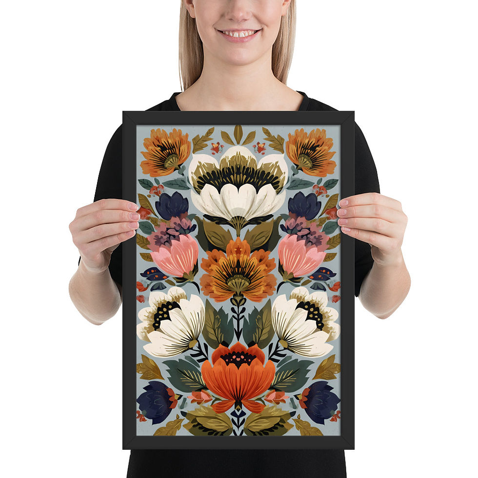 Thumbnail: Folk Style Scandinavian Botanical Prints - Elegant Wall Art