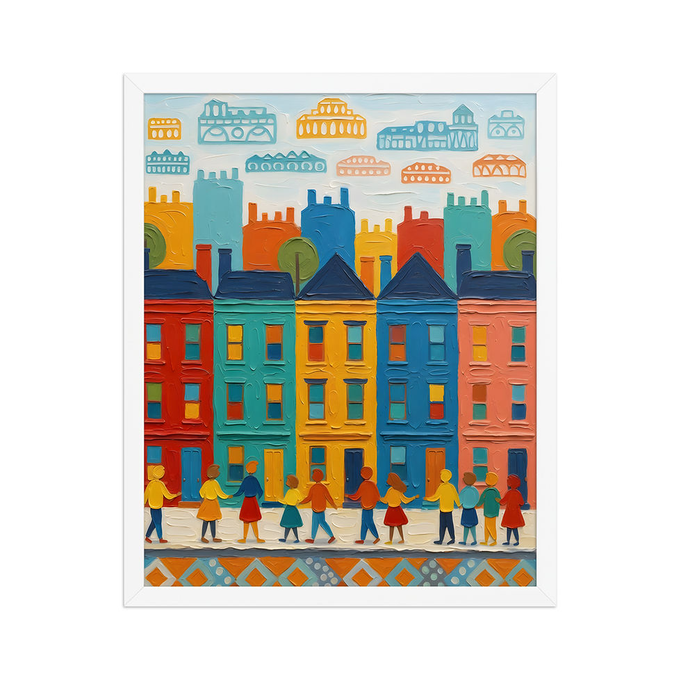 Thumbnail: Naive Colorful Town Art Print