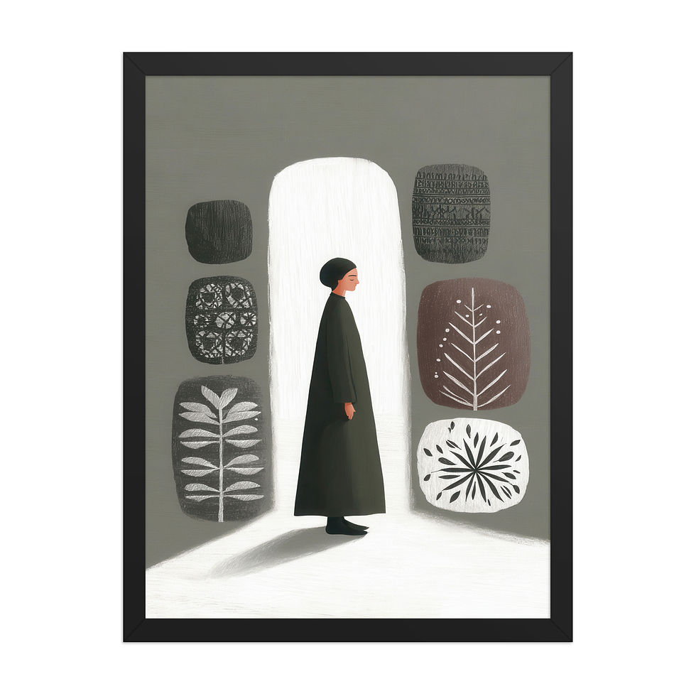 Thumbnail: Contemporary Gouache Wall Art - Framed Elegance