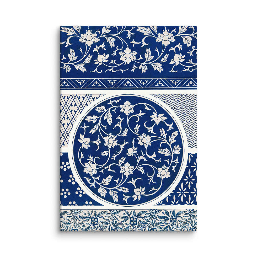 Thumbnail: Owen Jones Navy Roundel Pattern Sampler Canvas Print