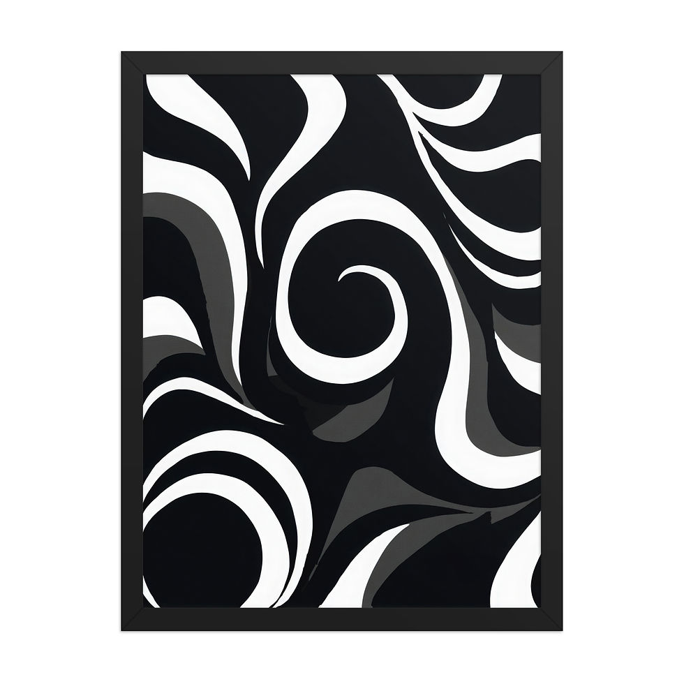Thumbnail: Swirls Black & Beige Abstract Wall Art Print 