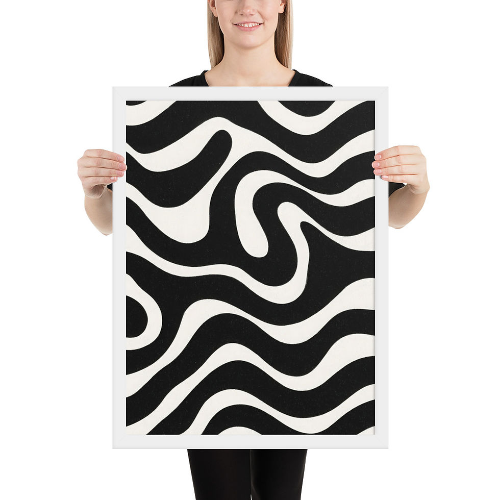 Thumbnail: Black & Beige Abstract Wall Art Print 
