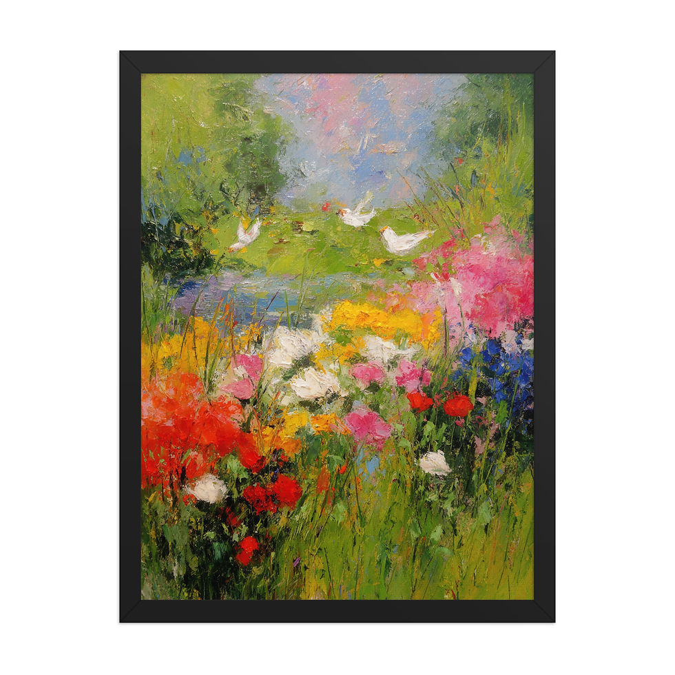 Thumbnail: Artistic Botanical Fusion - Framed Floral Print across