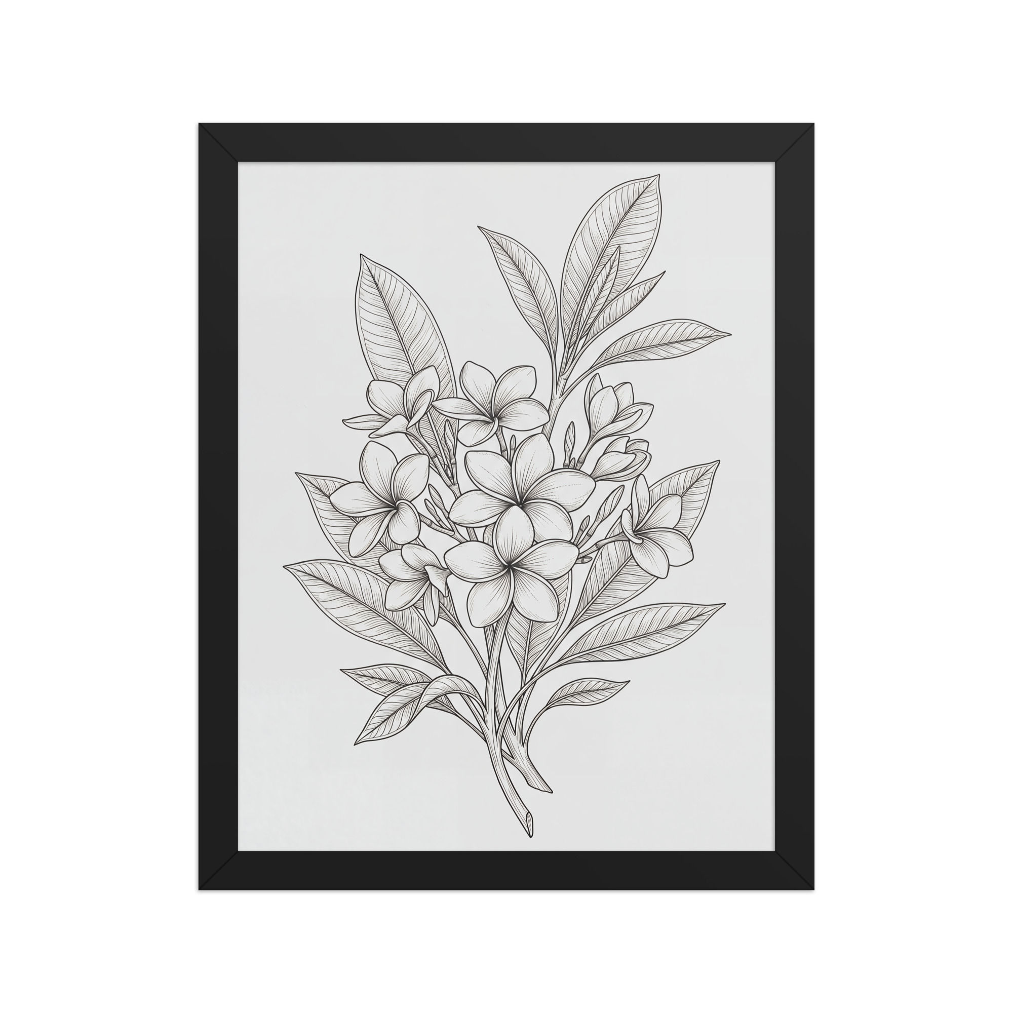 Floral Line Art Framed Print: Elegant Botanical Wall Decor