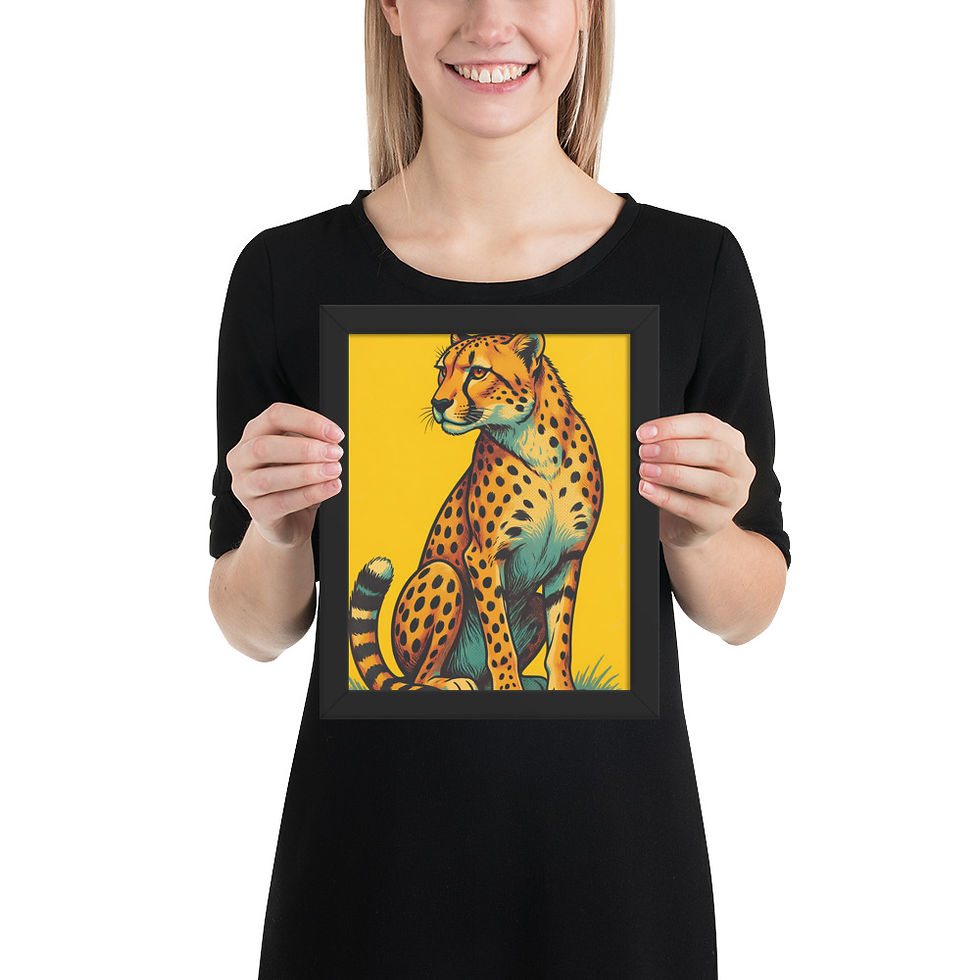 Thumbnail: Retro Cheetah on Yellow Art Print