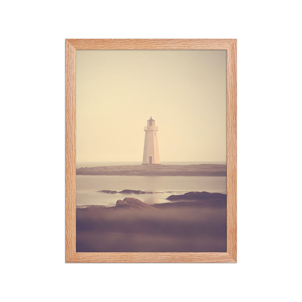 Thumbnail: Distant Lighthouse Coastal Cottagecore Art Print