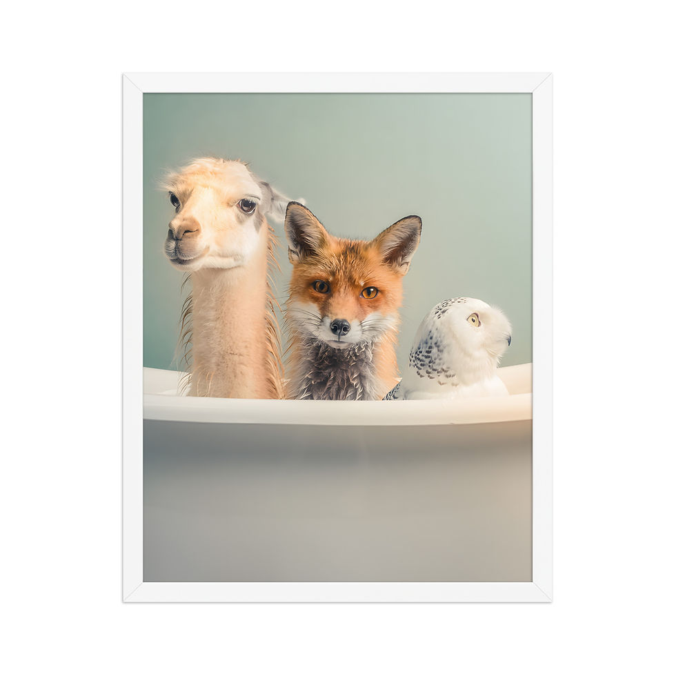 Thumbnail: Bath Party Funny Animal Art Print