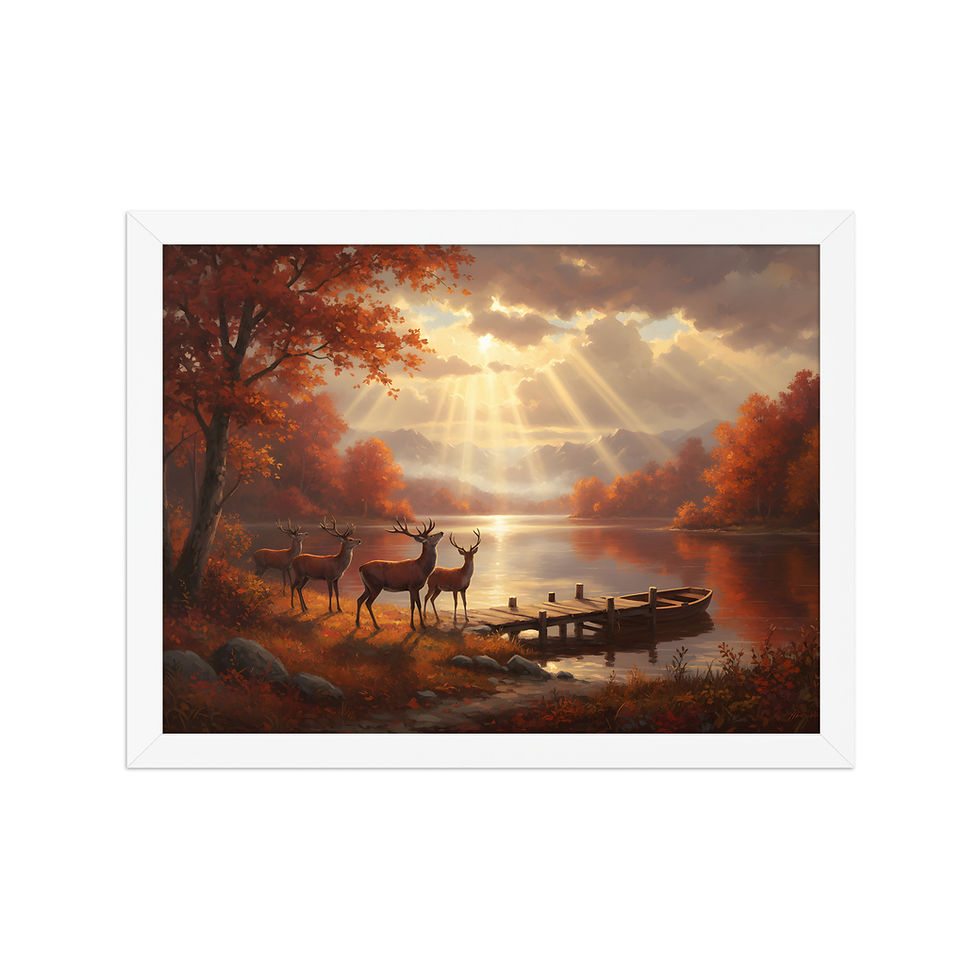 Thumbnail: Sunburst Autumn Lake Framed Wall Art