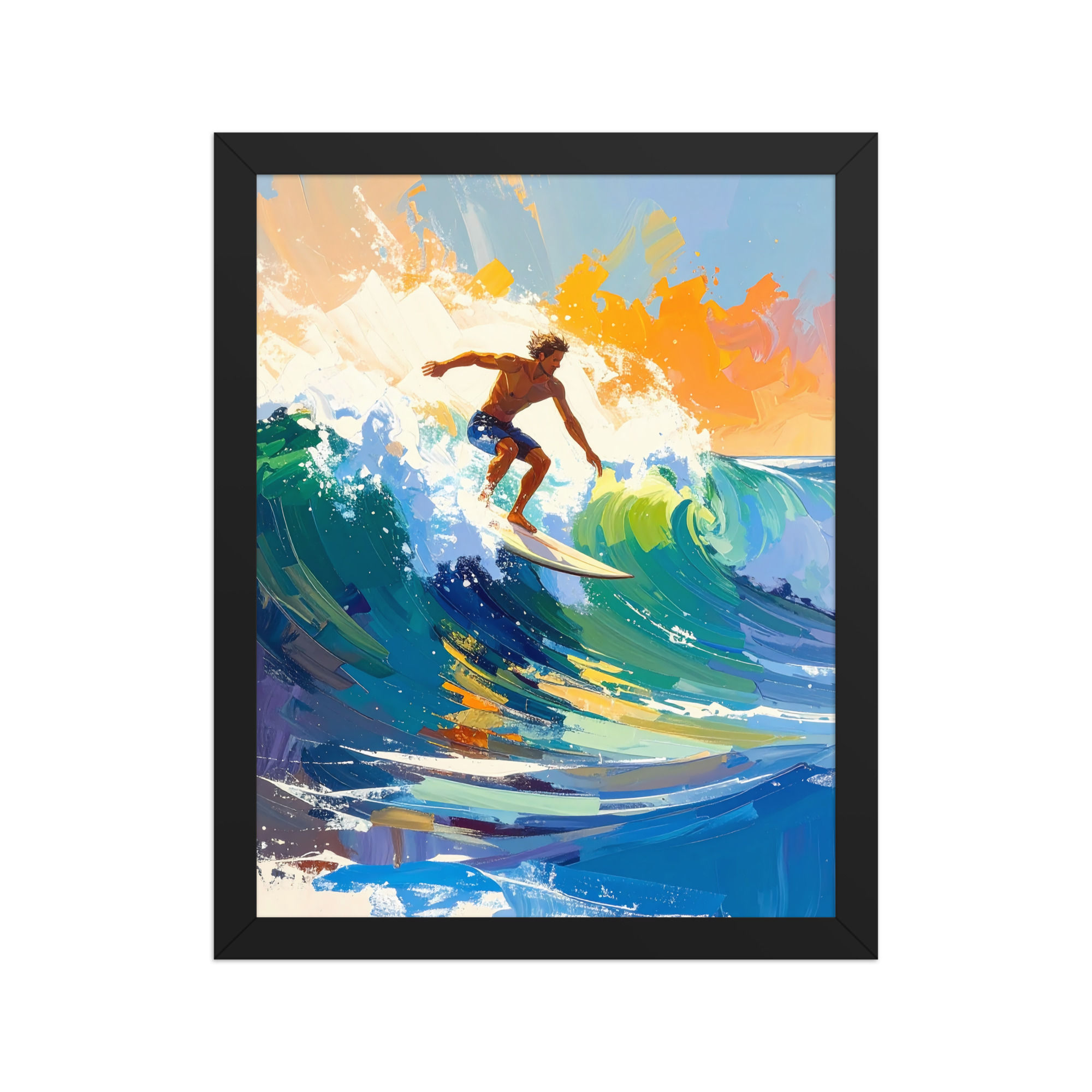 Surfing the Waves Beach Art Print