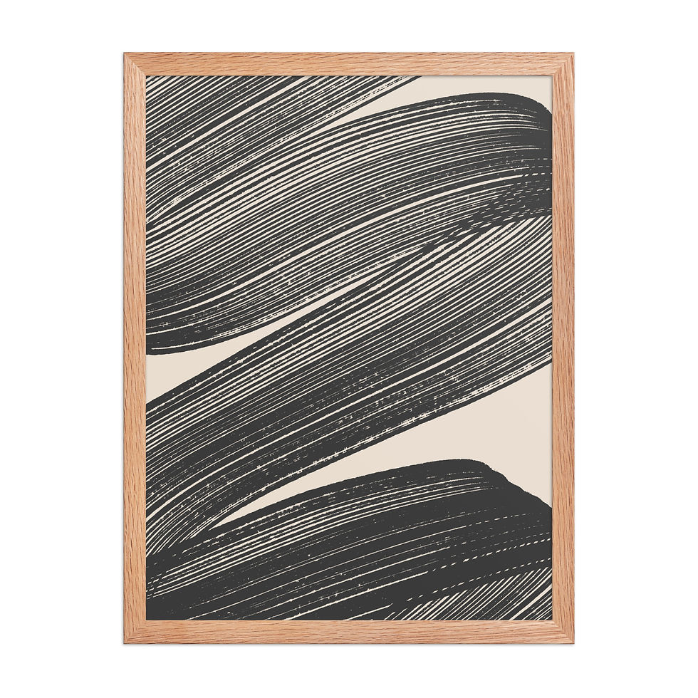 Thumbnail: Paint Brush Black & Beige Abstract Wall Art Print 