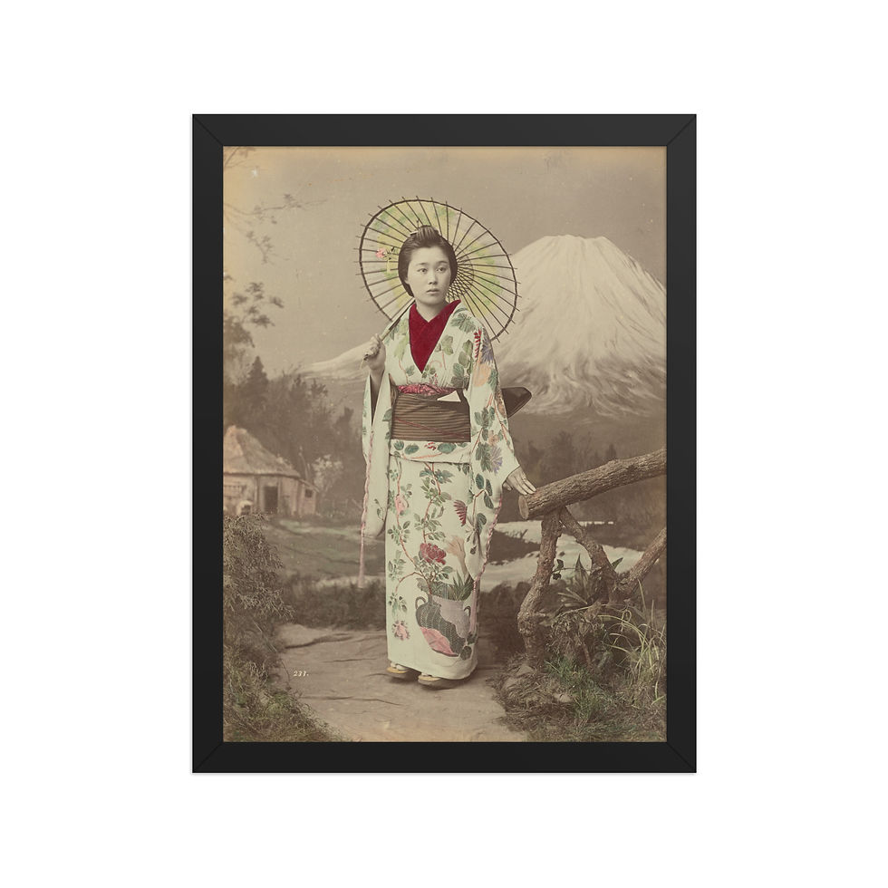 Thumbnail: Vintage Photograph of Lady Wearing Kimono - Framed Art  