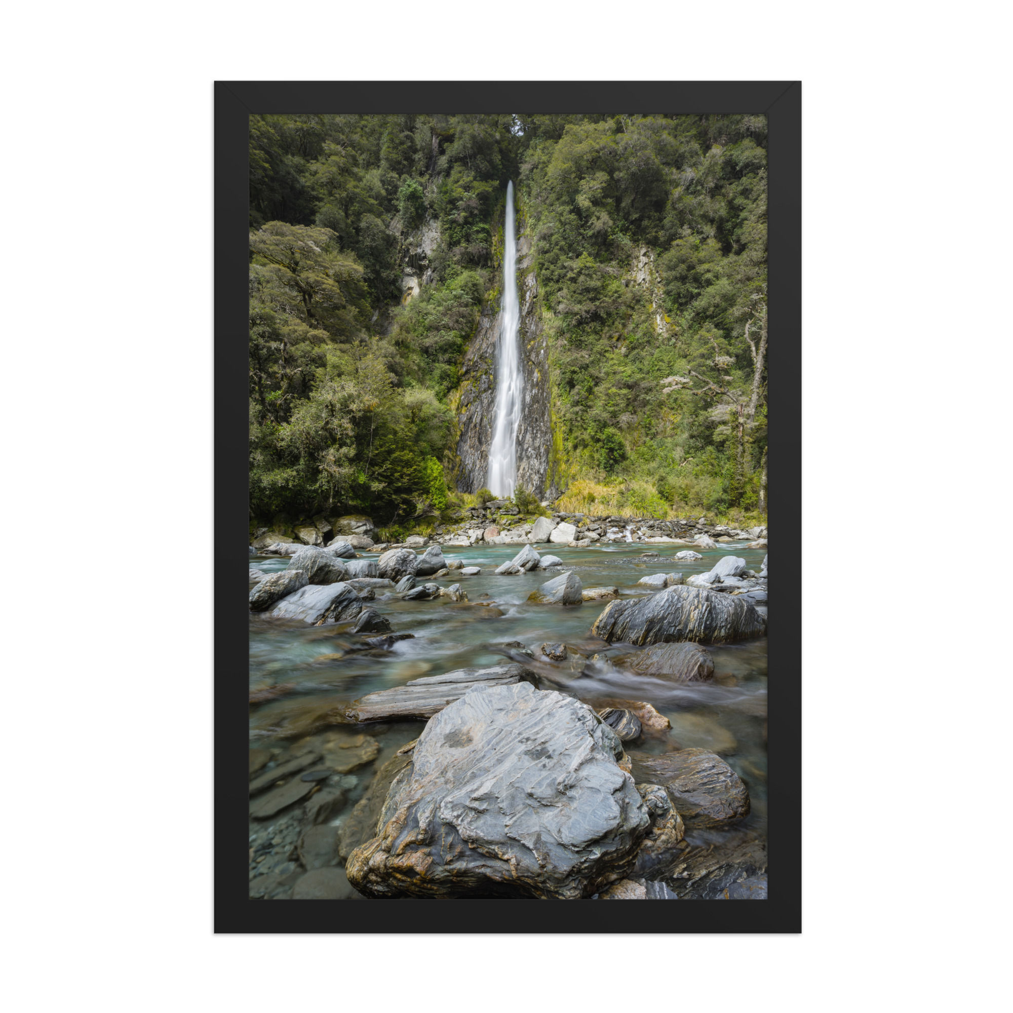 Waterfall River Print | New Zealand Nature Landscape Photography Wall Art