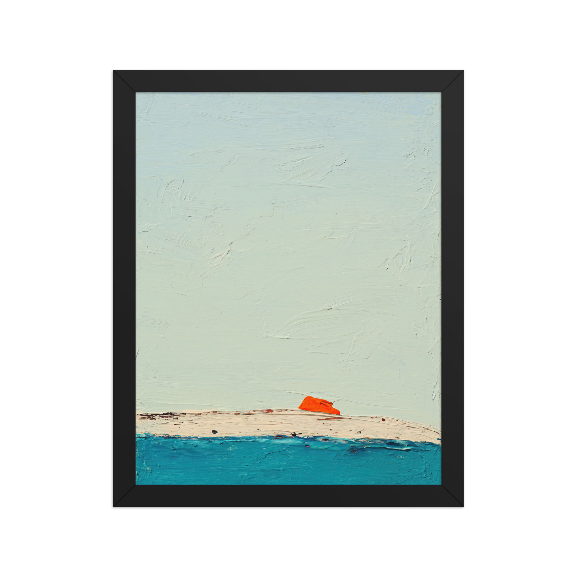 Sunlit Coastal Shore Abstract Print | Framed Summer Landscape Art
