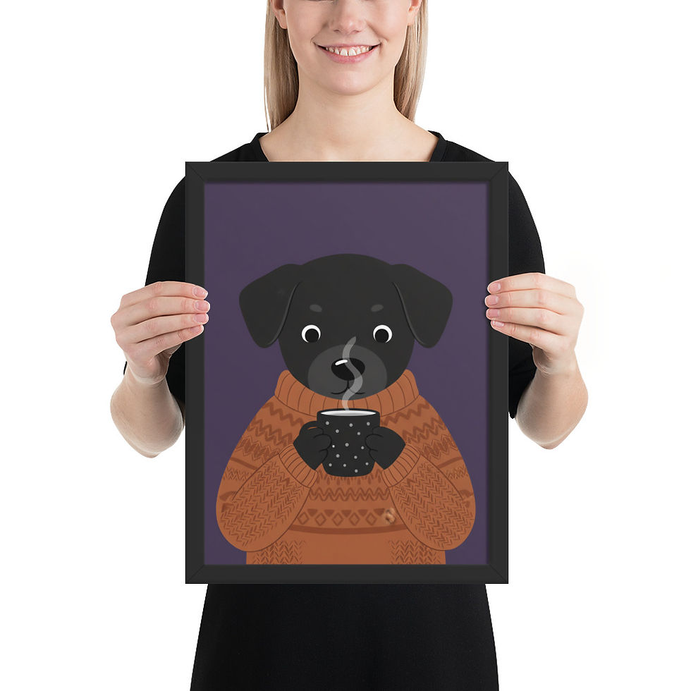 Thumbnail: Autumn Dog and Coffee Animal Print