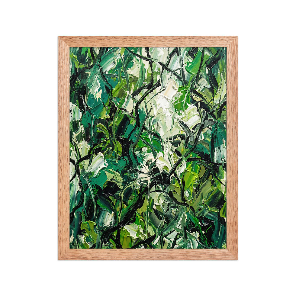 Thumbnail: Abstract Green Jungle Foliage Textured Painting Print