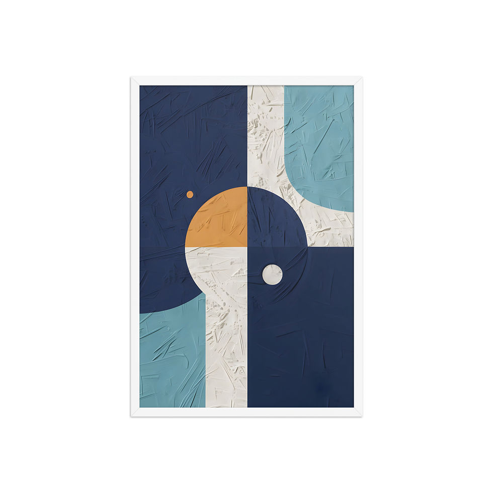 Thumbnail: Harbor Block Framed Art — Geometric Blue Composition  