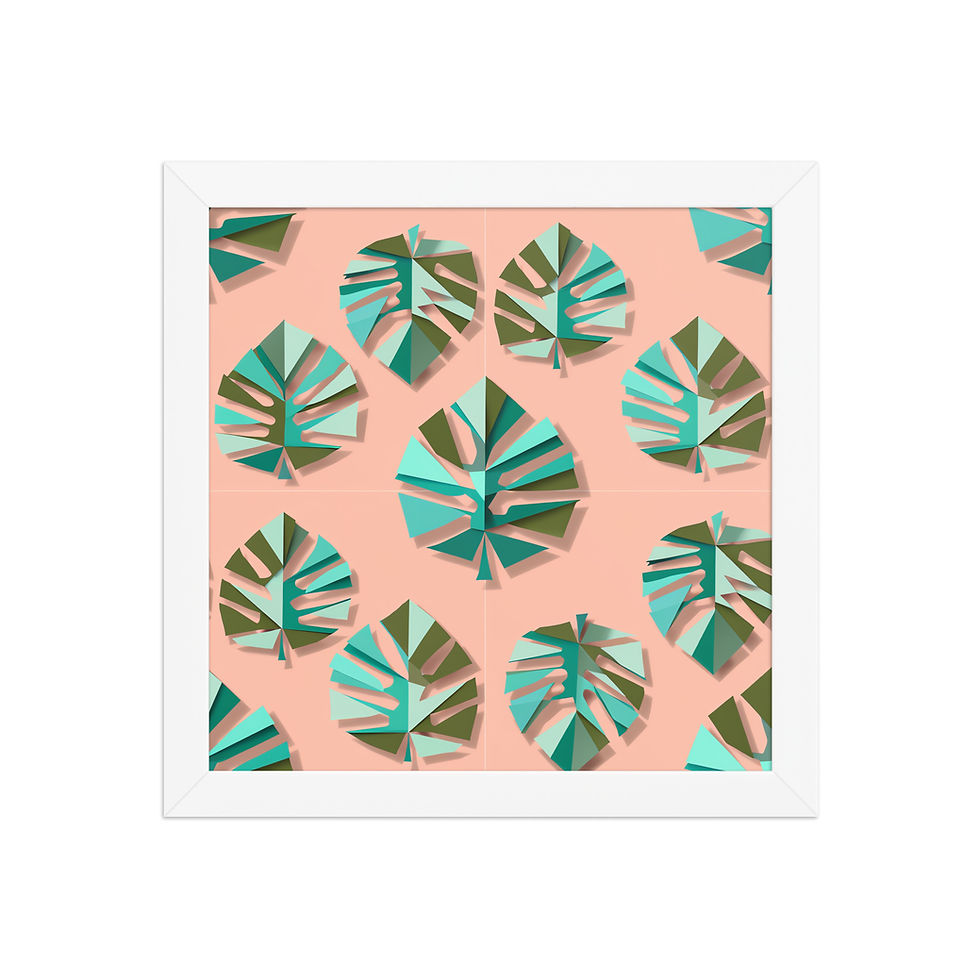 Thumbnail: Geometric Monstera Leaves Framed Art Print