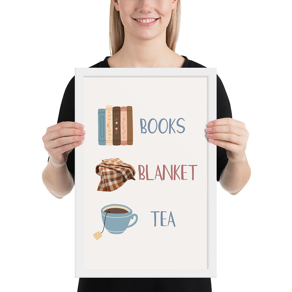Thumbnail: Books, Blanket, Tea Art Print