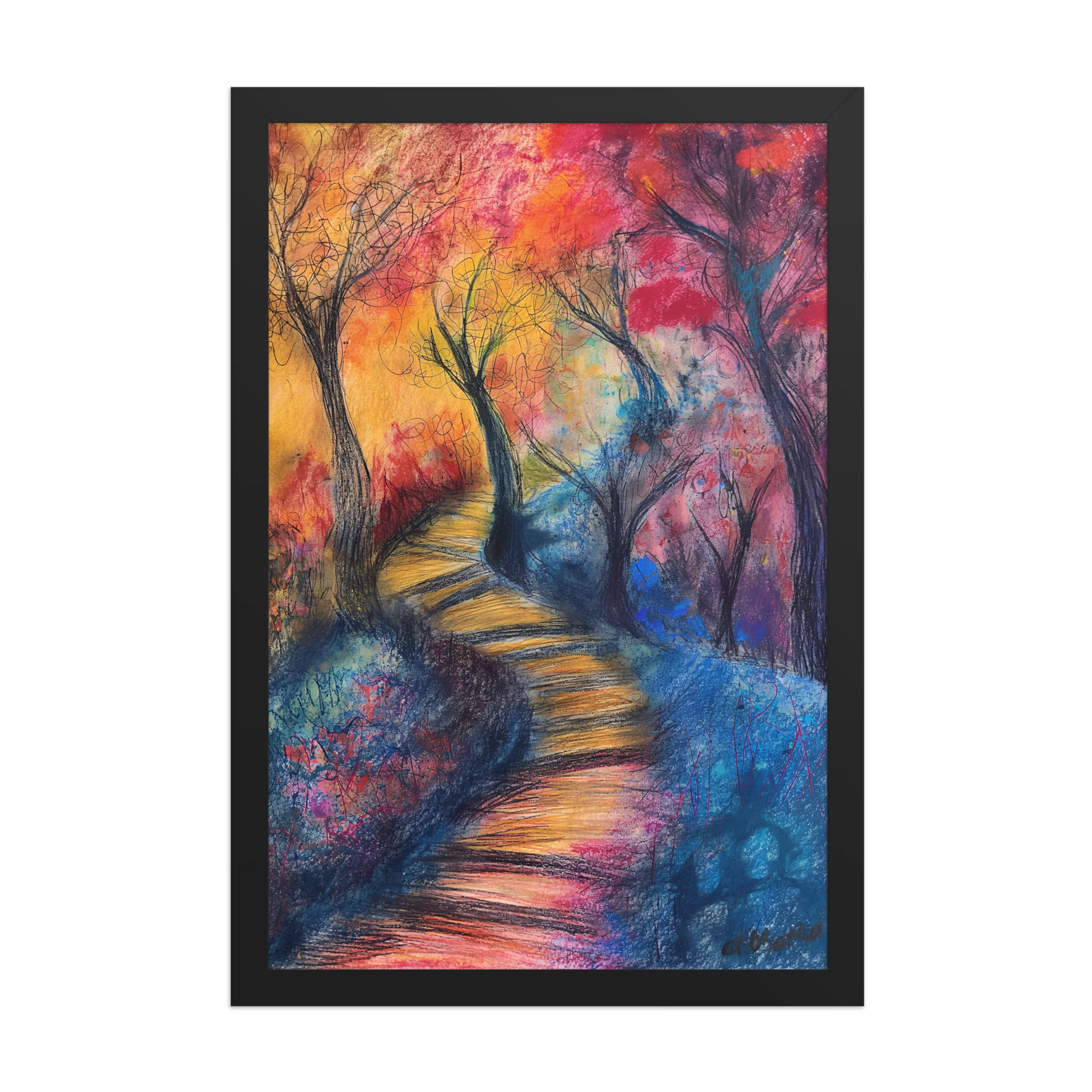 Windy Path through the Autumn Trees Oil Style Painting