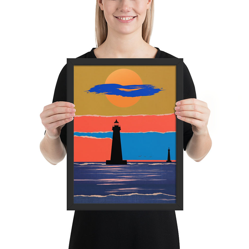 Thumbnail: Lighthouse Silhouettes Framed Art Print