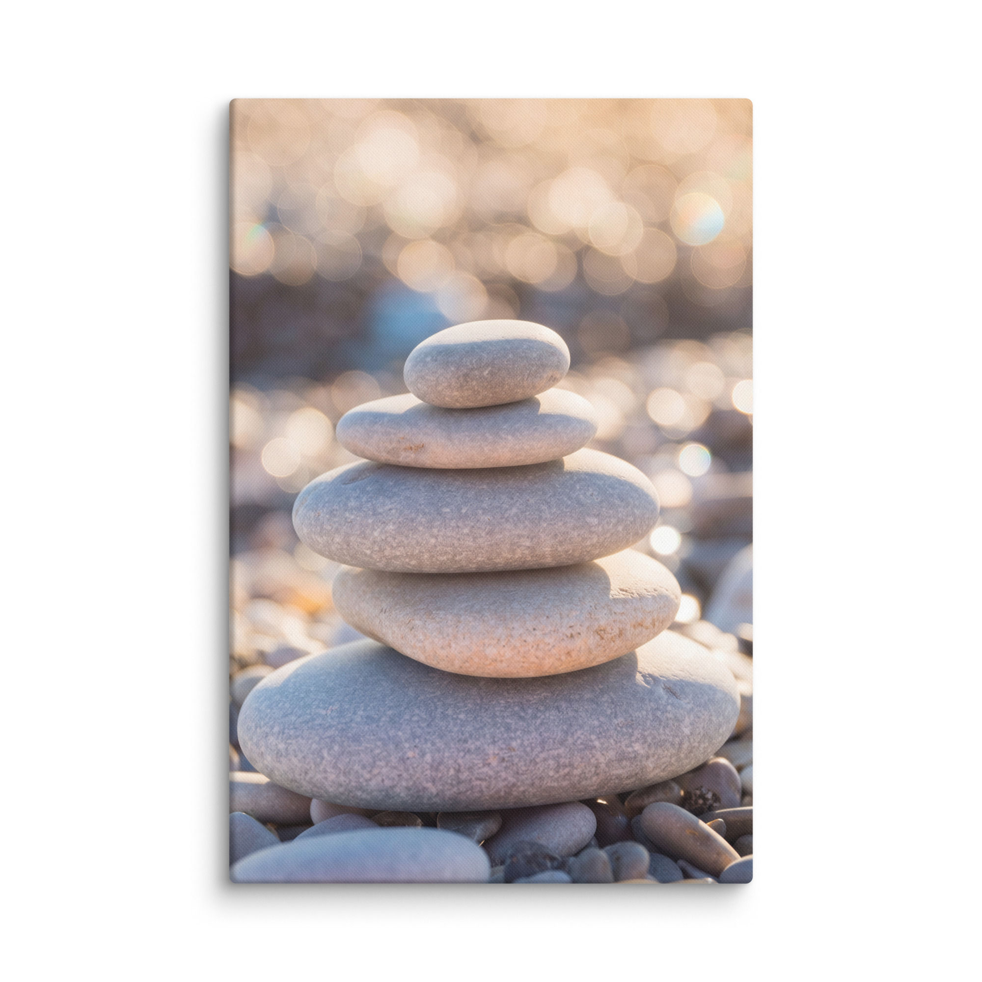 Balanced Beach Stones Canvas - Coastal Zen Meditation Photography Art