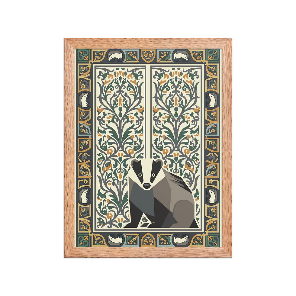 Thumbnail: Eurasian Badger Geometric Medieval Art Print