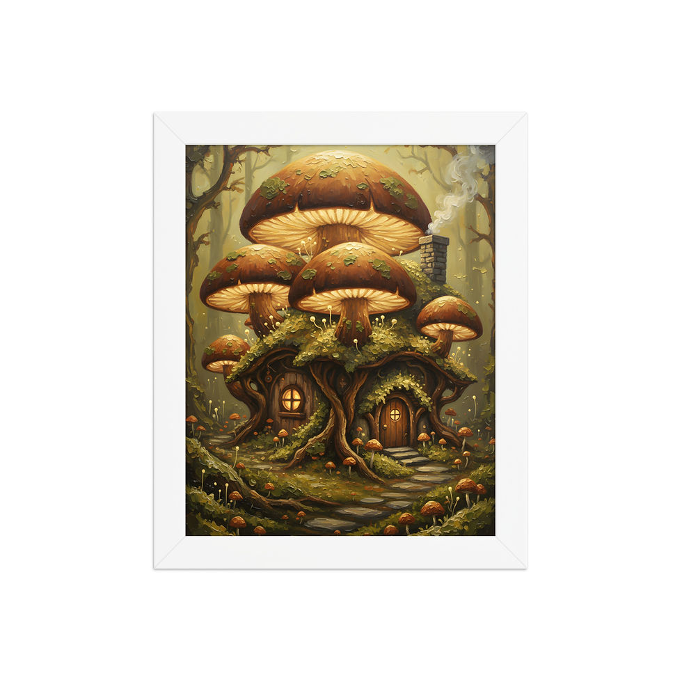 Thumbnail: Whimsical Mushroom House Framed Wall Art