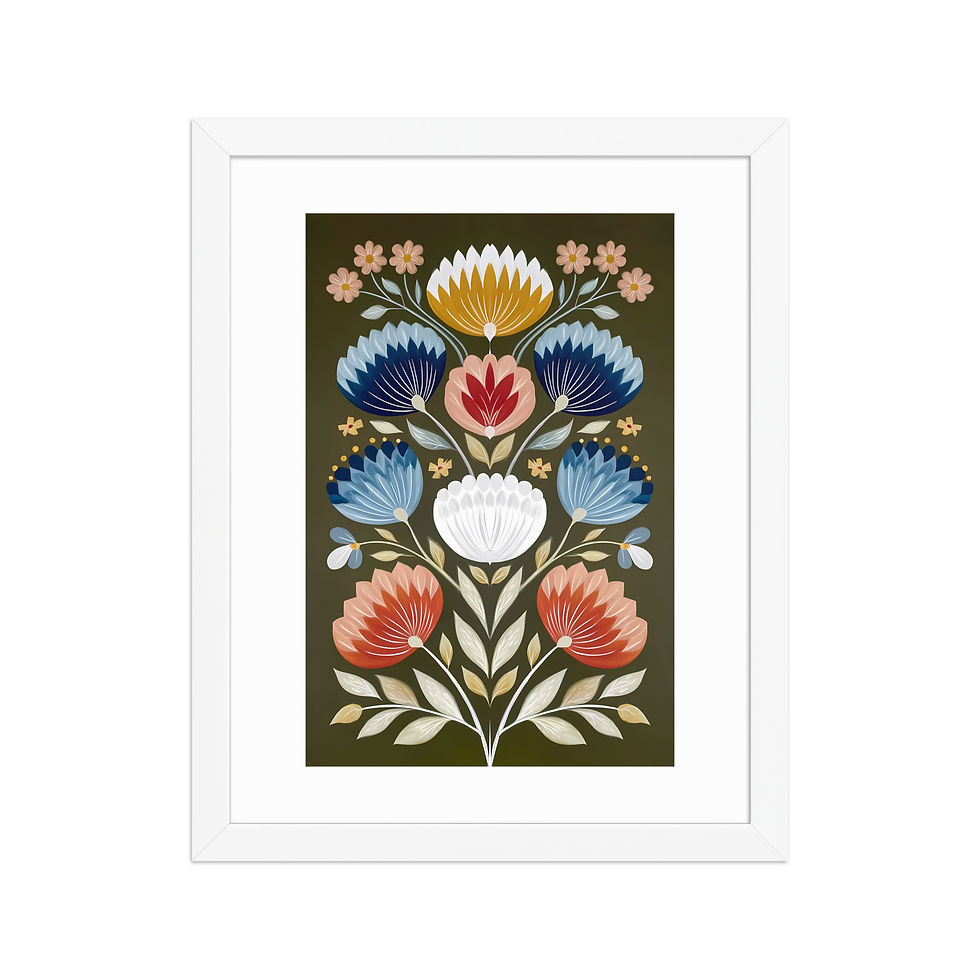 Thumbnail: Scandinavian Folk Botanical Wall Art - Modern Nature Aesthetics