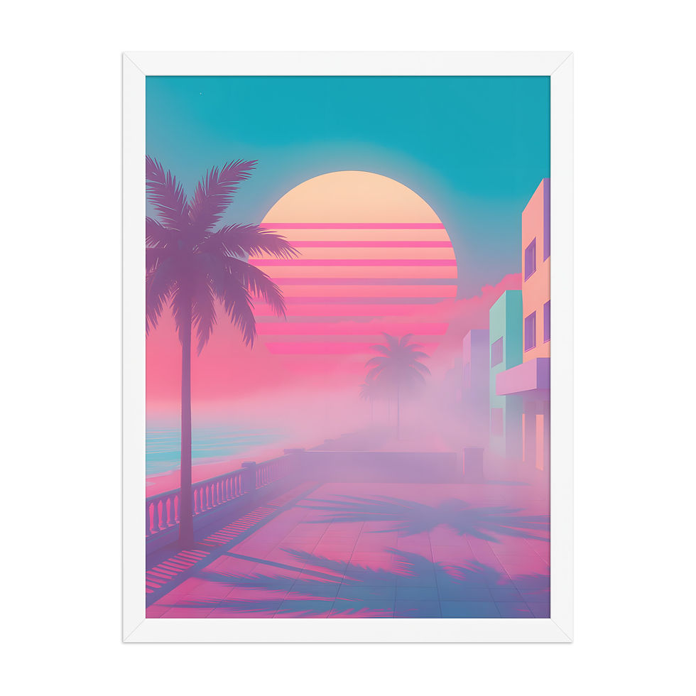 Thumbnail: Neon Coastal Retro Palms Art Print