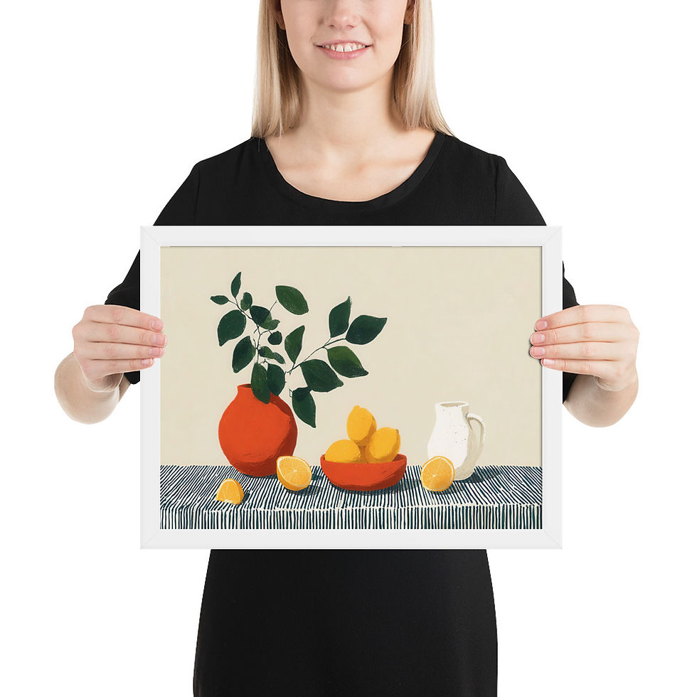 Thumbnail: Framed Lemons Gouache Art for Home