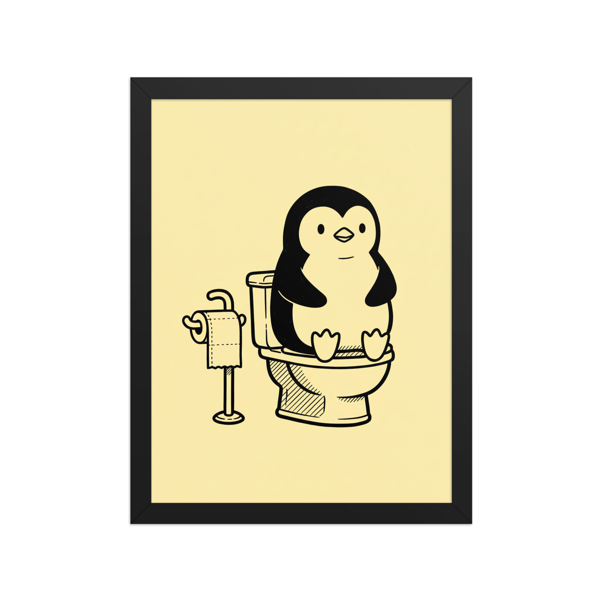 Penguin on the Toilet Funny Art Print