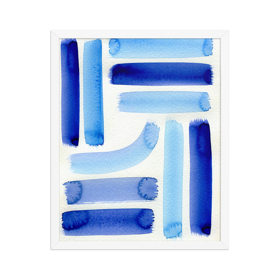 Thumbnail: Minimalist Abstract Blue Curves Wall Art Print