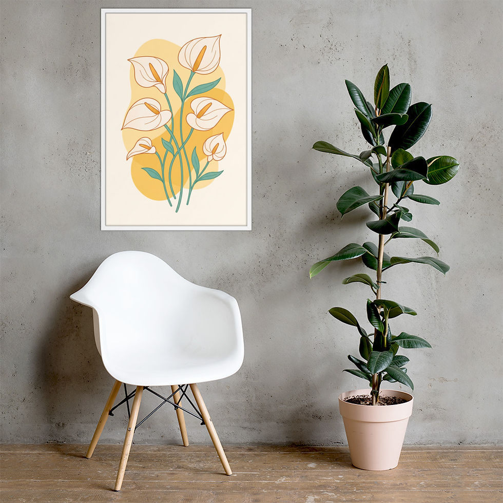 Thumbnail: Golden Calla — Modern Floral Framed Print