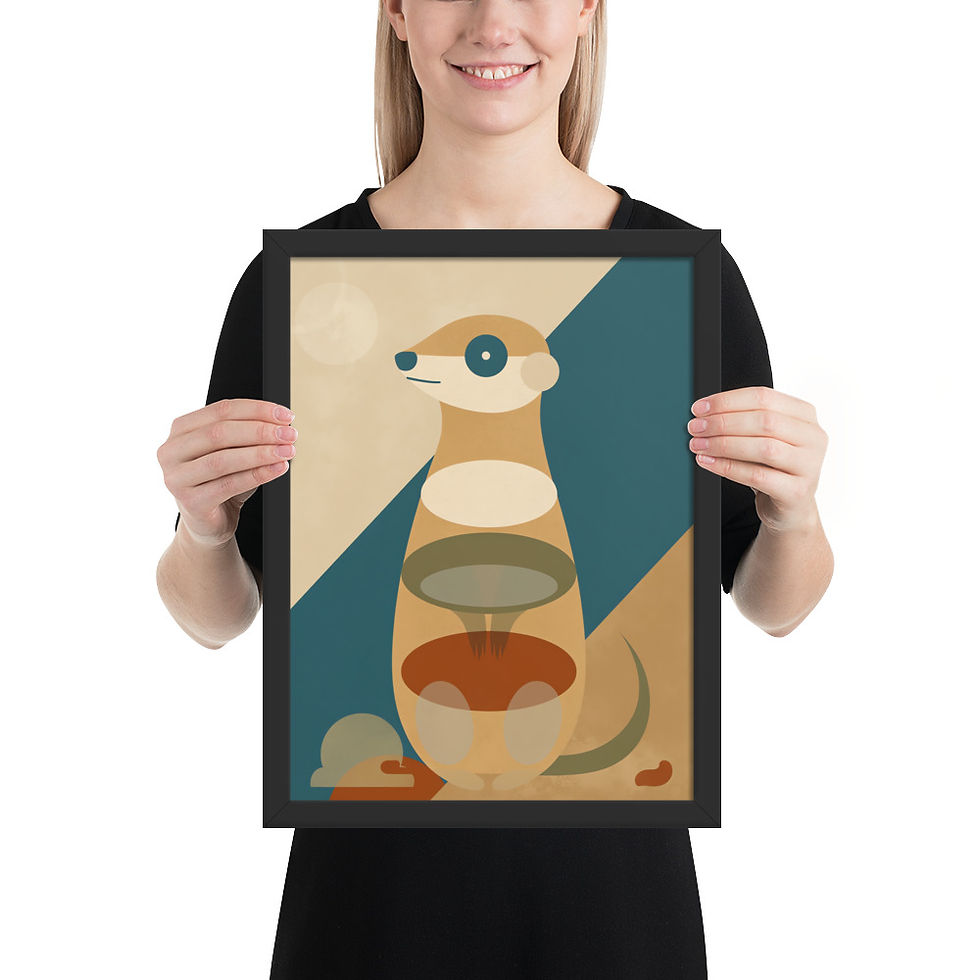 Thumbnail: Geometric Meerkat Mid-century Modern Art Print