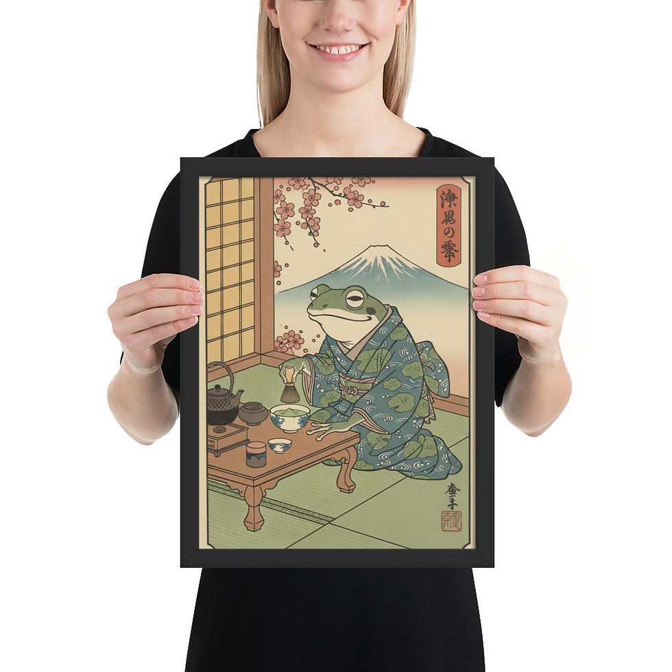Thumbnail: Tea Making Frog Japanese Style Art Print