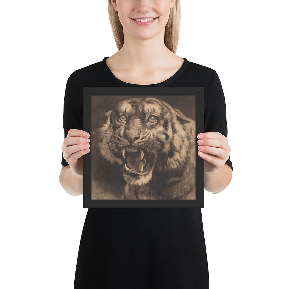 Thumbnail: Tiger Illustration Art Print Framed