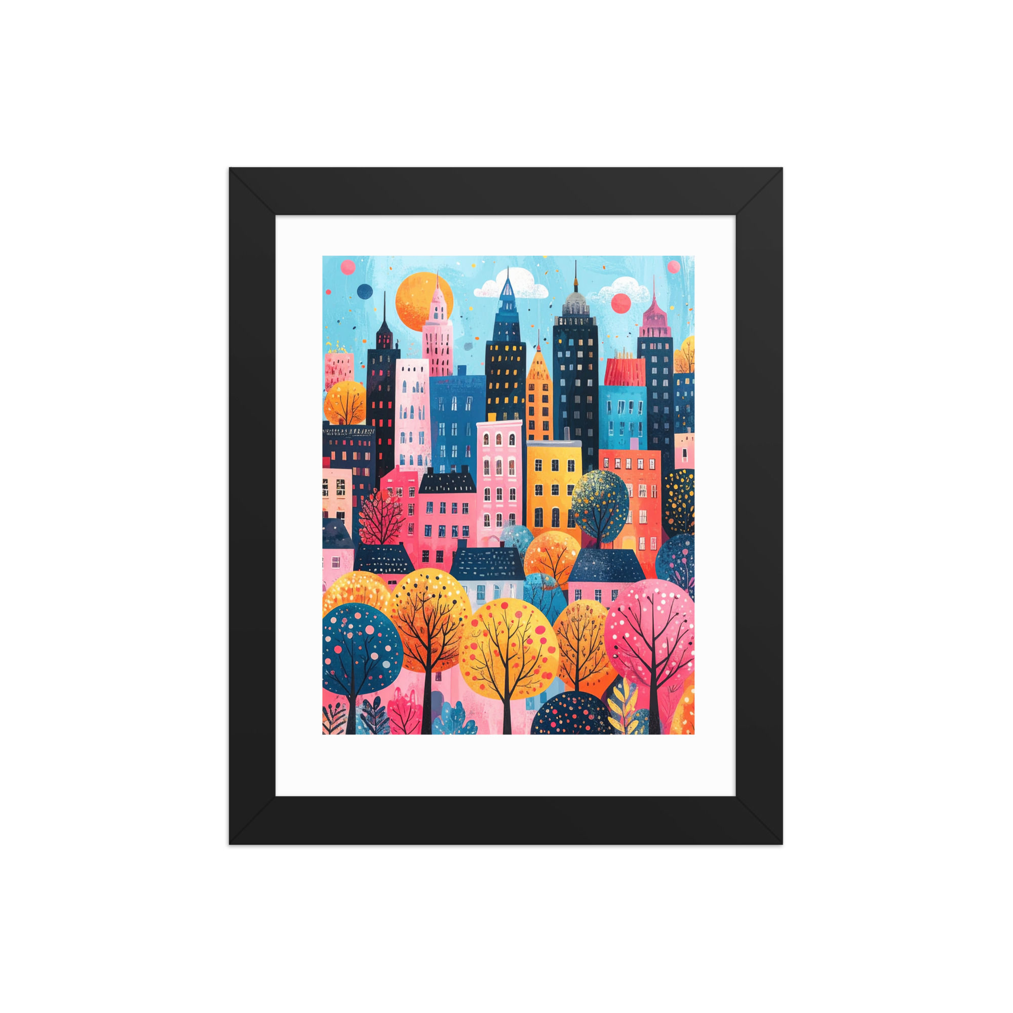 Colorful City Art Print for Bedroom