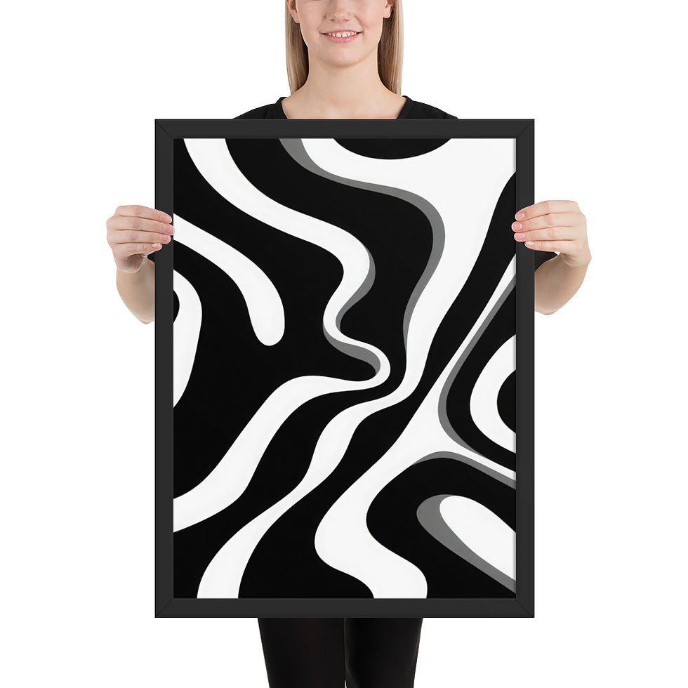 Thumbnail: Black & Beige Abstract Wall Art Print 