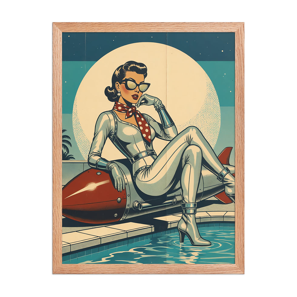 Thumbnail: Rocket Pin Up Girl Retro Art Print