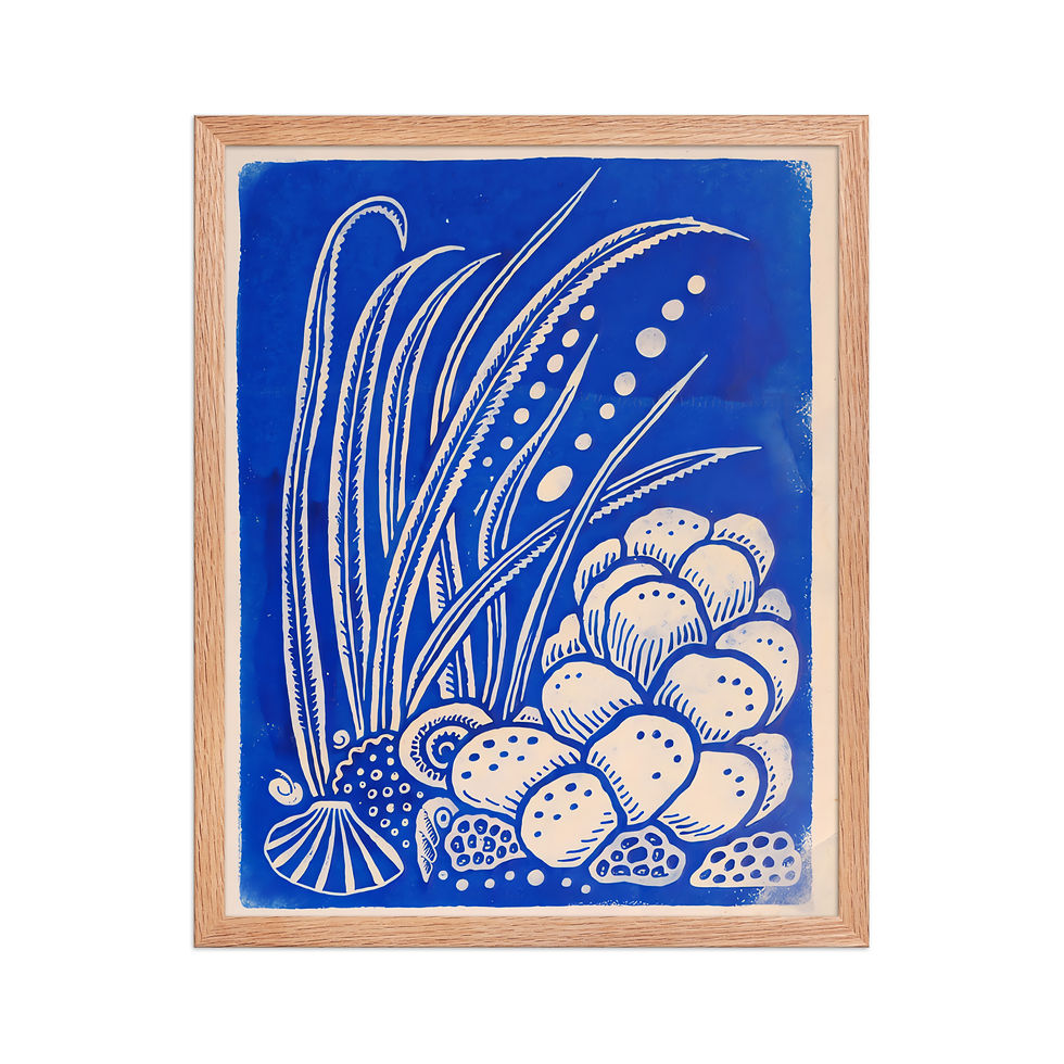 Thumbnail: Coral and Seagrass Simple Coastal Art Print