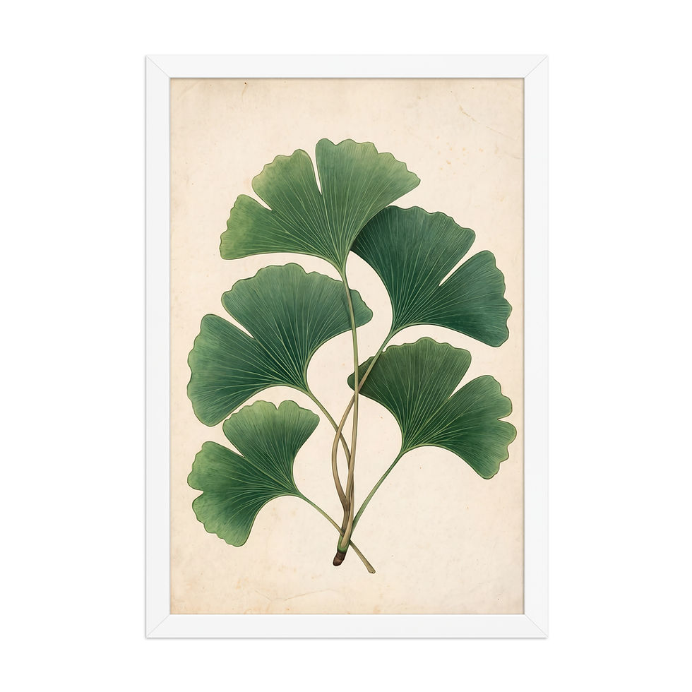 Thumbnail: Green Ginkgo Leaves Framed Botanical Mega Print