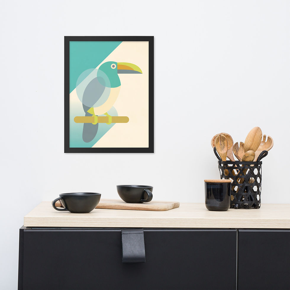 Thumbnail: Geometric Bird in Mid-century Art Style Print
