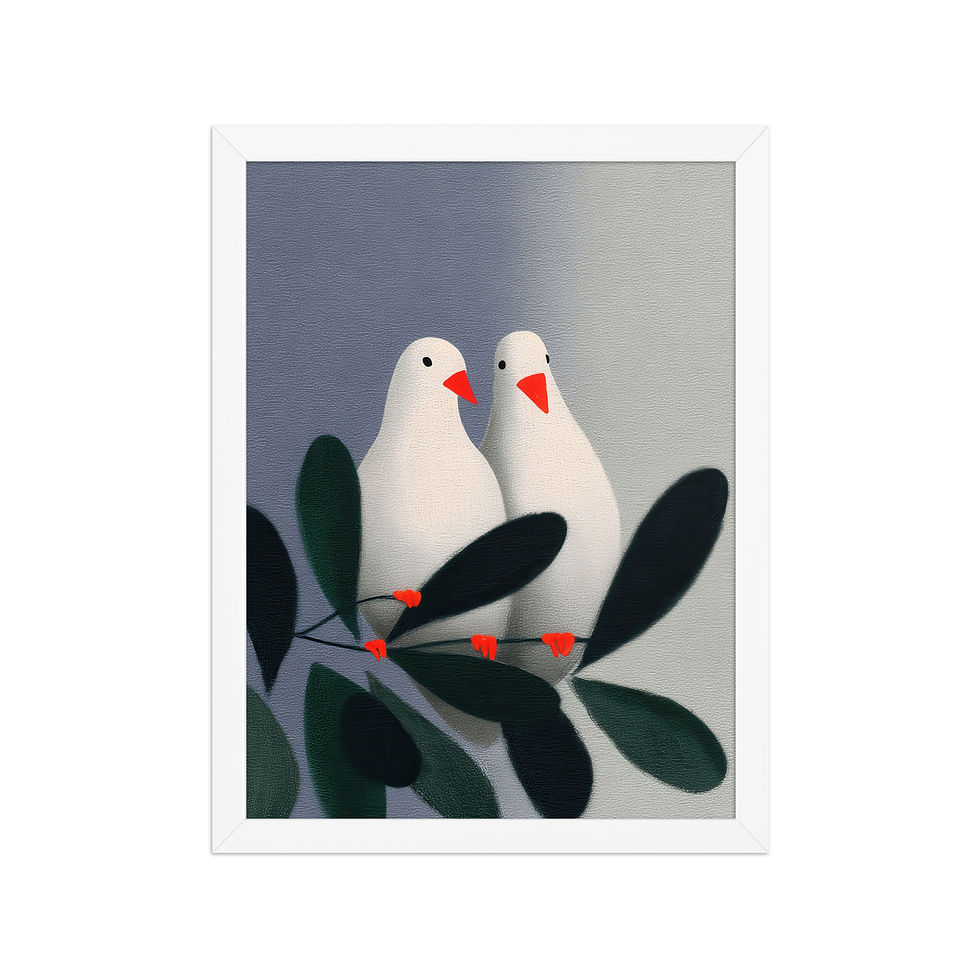 Thumbnail: Two Doves Gouache Inspired  Art Print 
