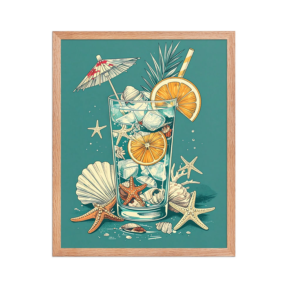 Thumbnail: Blue Seashell Cocktail Art Print