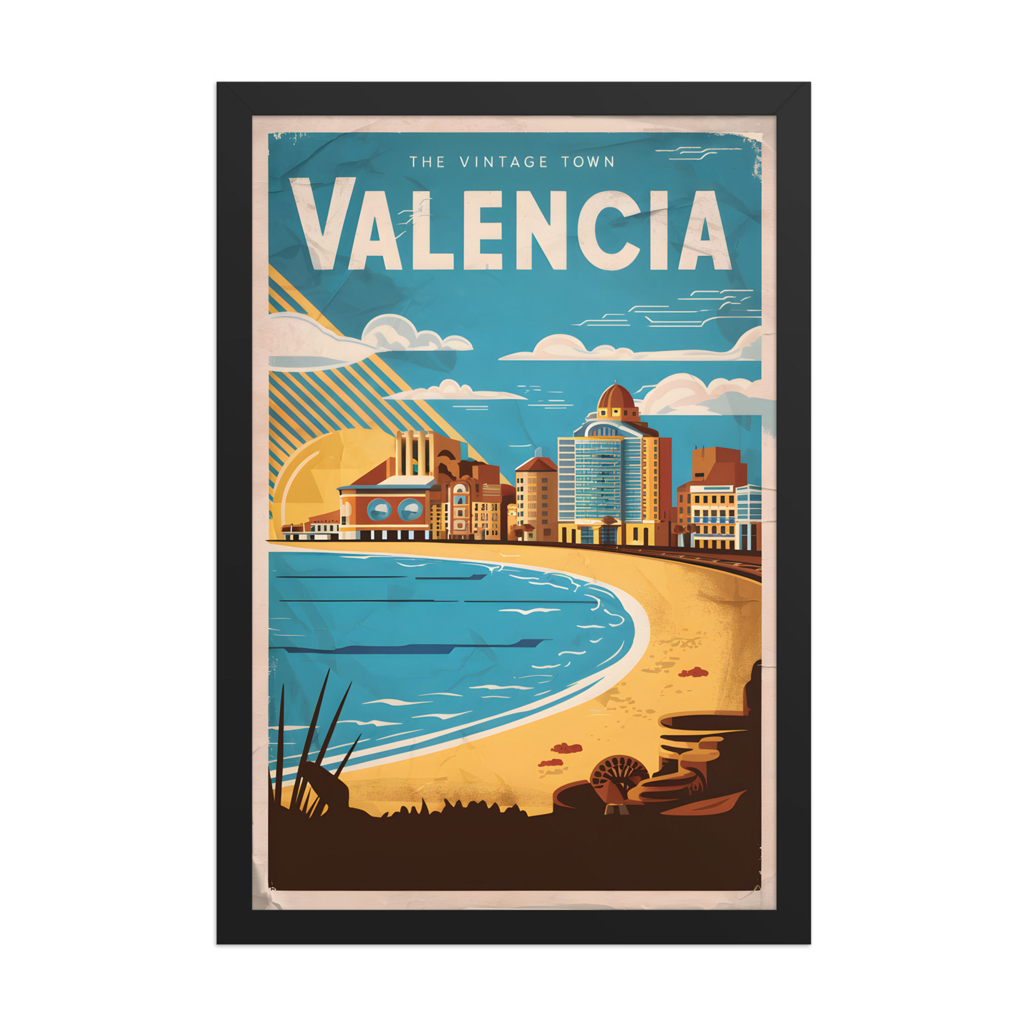 Sun-lit Valencia Spain Architecture Print | Framed Modern Travel Poster