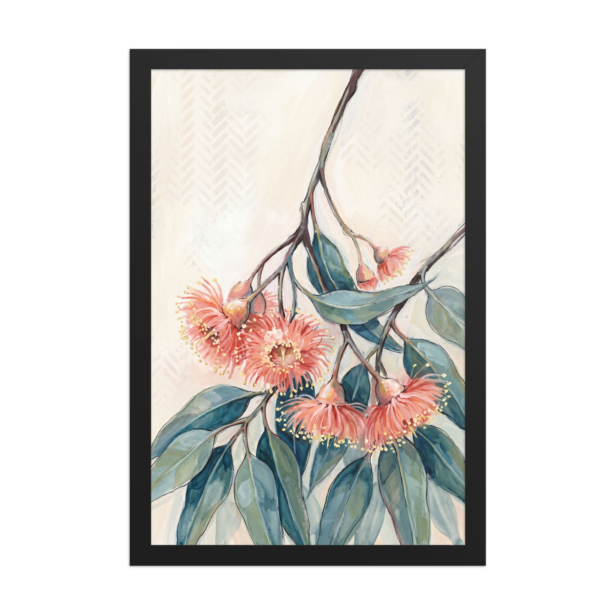 Watercolor Eucalyptus Blossom Framed Wall Art