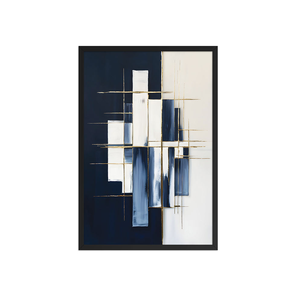 Thumbnail: Indigo Verticals Framed Art — Minimalist Blue Statement  