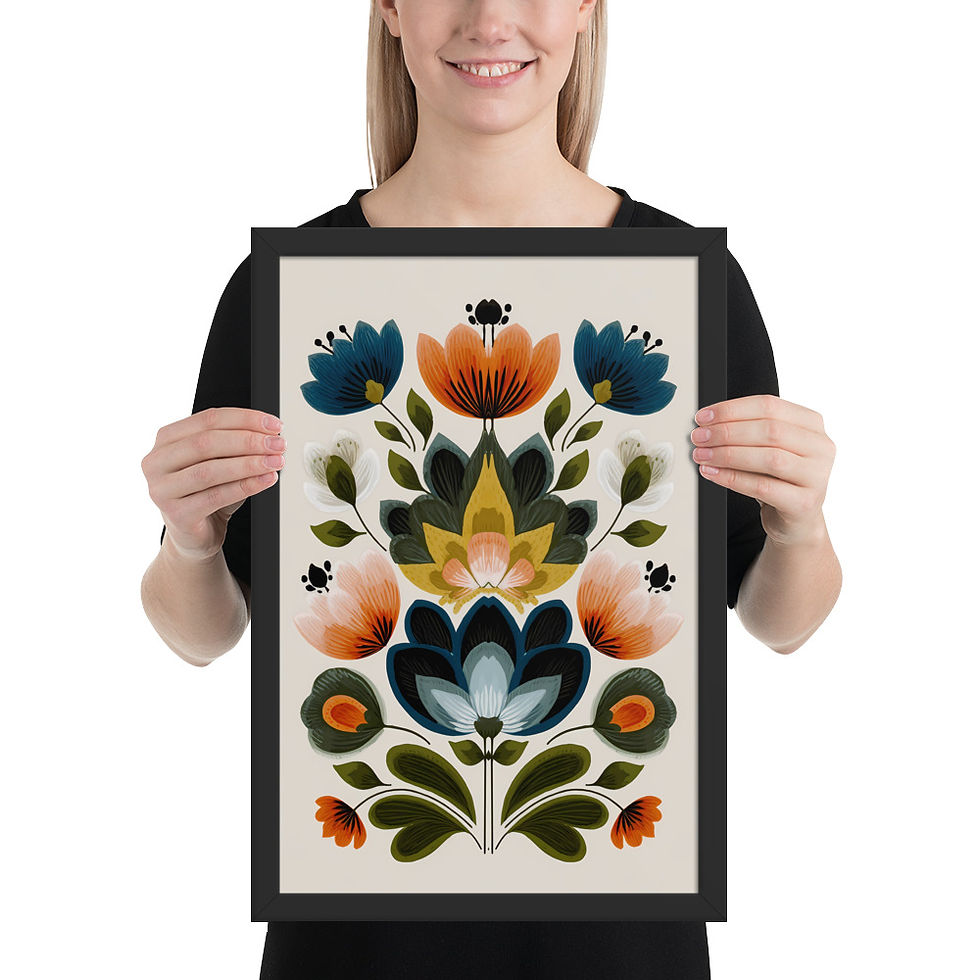 Thumbnail: Stylish Botanical Folk Wall Art - Scandinavian Design Aesthetic