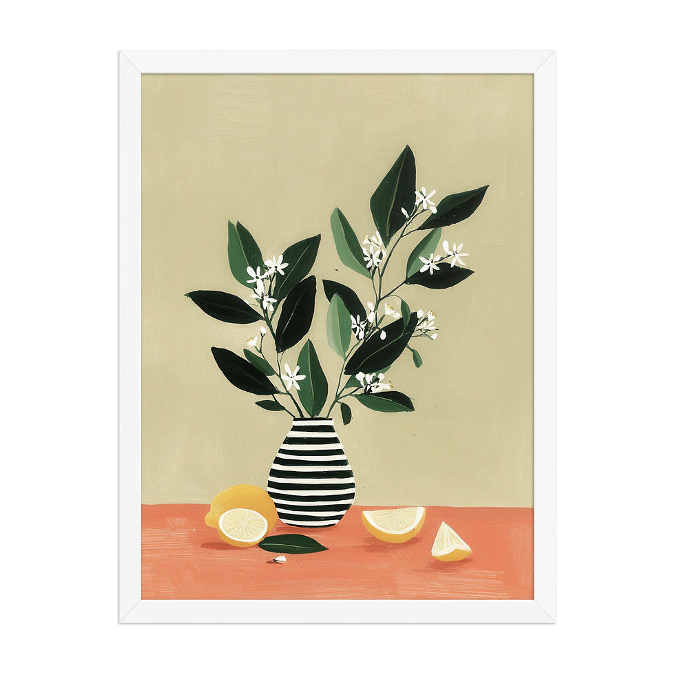 Thumbnail: Lemon Slices Gouache Inspired Art Print 