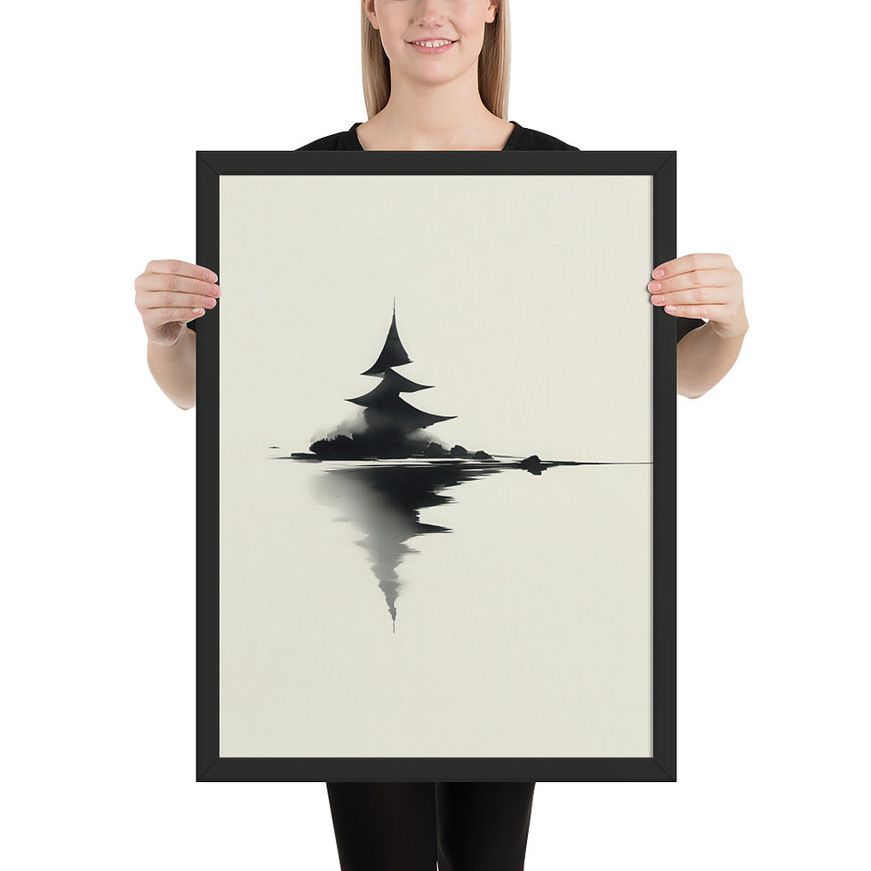 Thumbnail: Japandi Pine Tree Silhouette Reflection Sumi-e Inspired